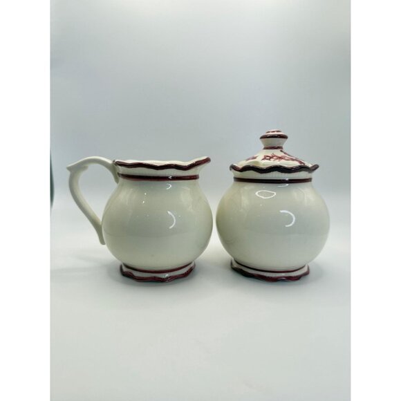 Vintage Rooster Cream and Sugar Set, Red White Young's - Picture 2 of 8